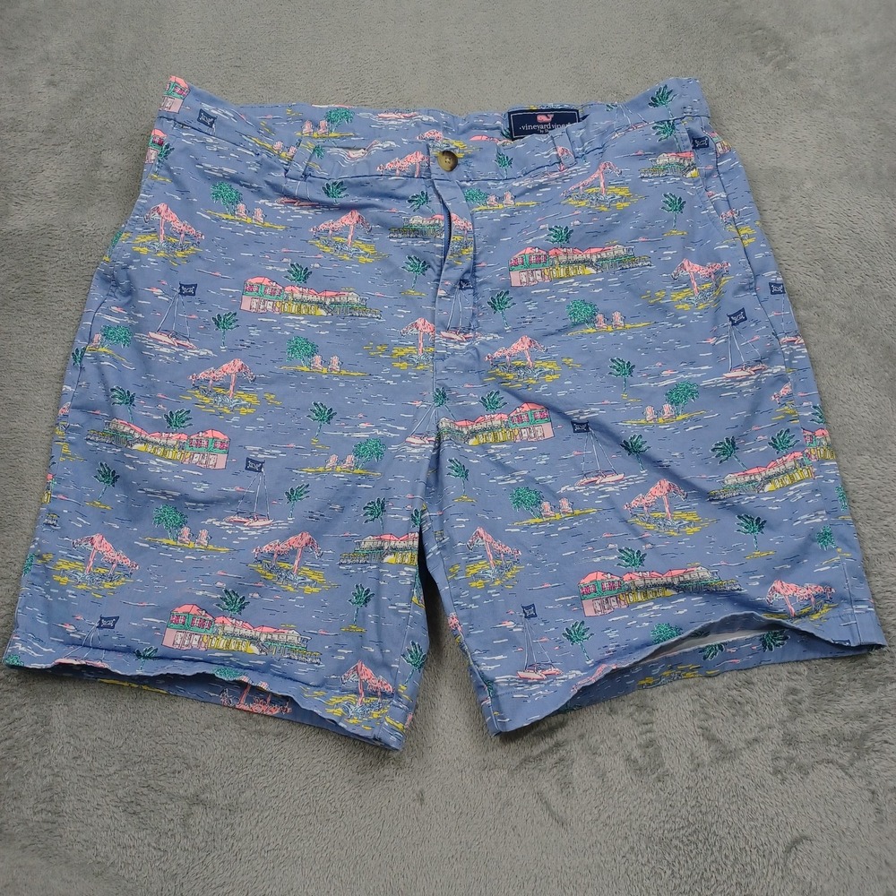 Vineyard Vines Shorts Mens 40 Blue All Over Print Preppy Beach Chino Pockets